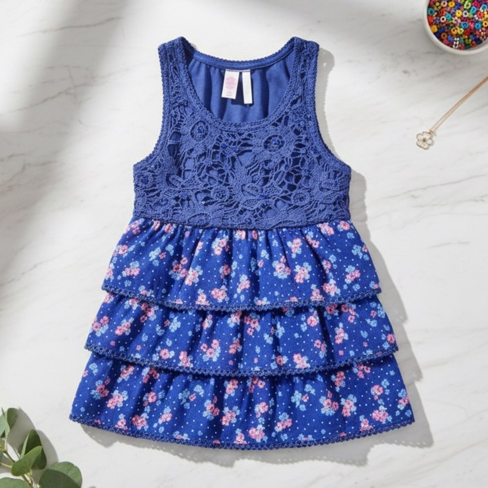 Girls Justice Floral Ruffle Layered Tank Top